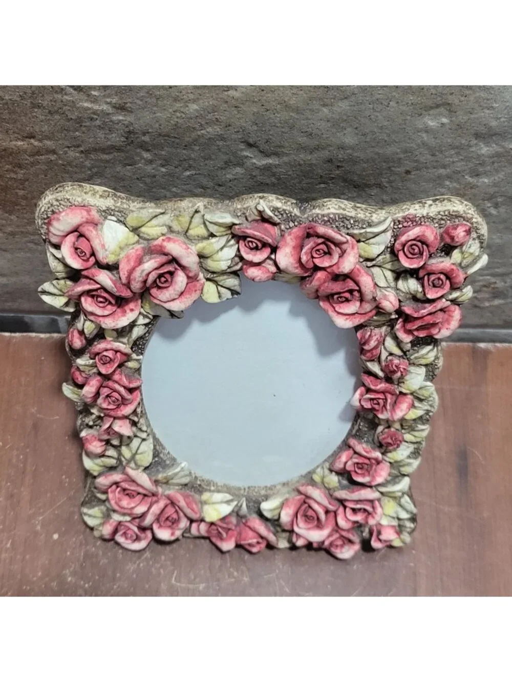 Vintage Hand Painted 3D Rose Picture Photo Frame